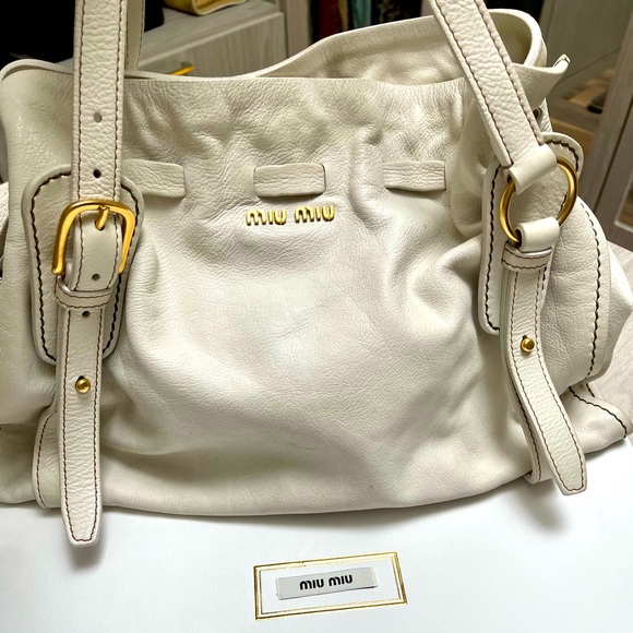 SOLD- Authentic Miu Miu off white large tote - Picture 4 of 10